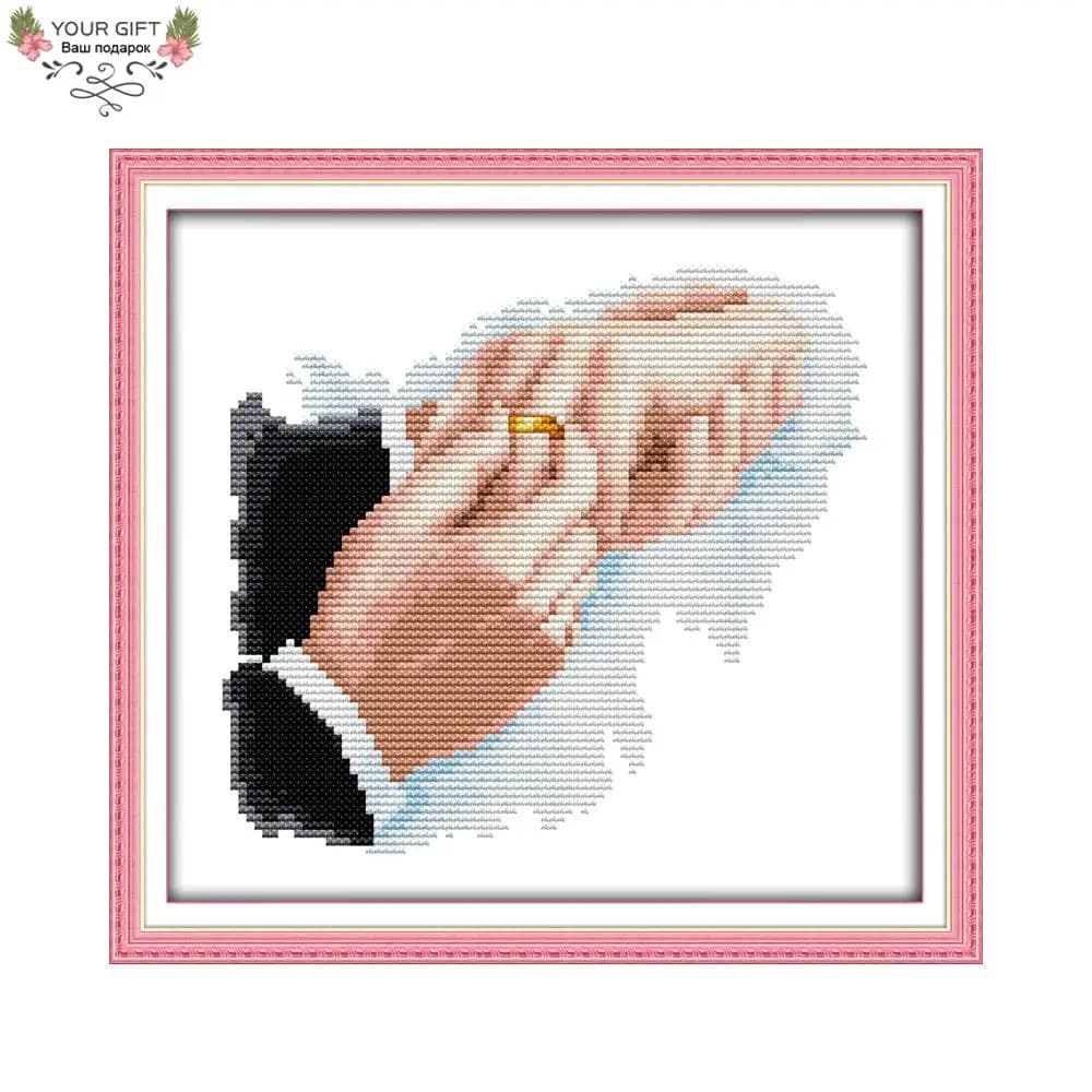 Joy Sunday matrimonio romantico contati decorazione per la casa stampata, tenere le mani, ricamo ricamo, punto croce, R692, 14CT, 11CT
