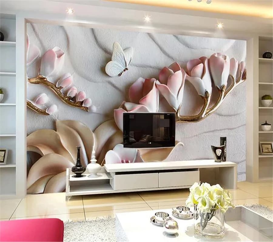 wellyu Custom wallpaper papel de parede 3D Phalaenopsis embossed background wall living room decoration painting relief