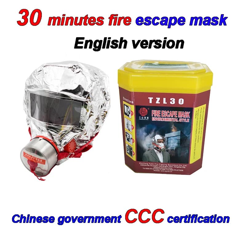 30 minuti Maschera antincendio Istruzioni in confezione inglese Certificazione maschera respiratoria antincendio Maschera antigas antincendio