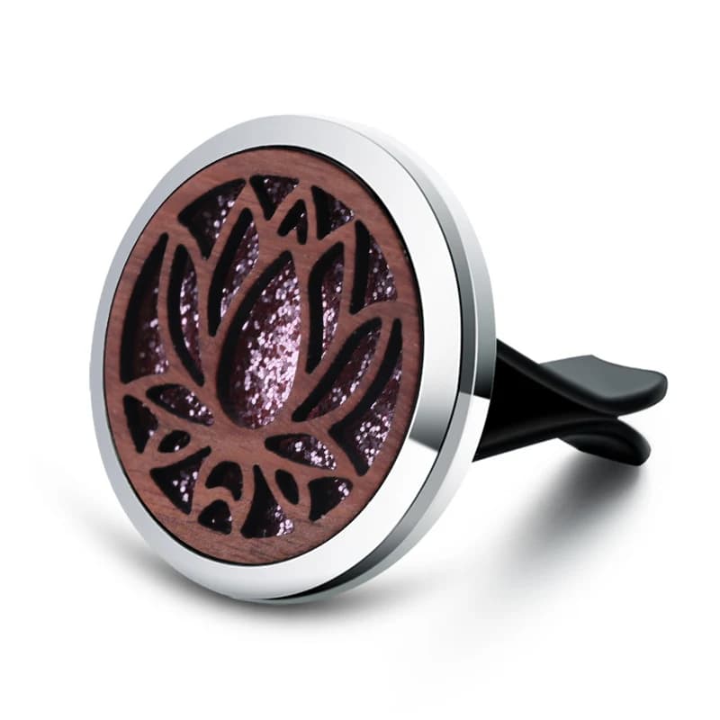 New Vintage Wood Lotus Aroma Locket Car Air Freshener Stainless Steel Perfume Locket Essential Oil Diffuser Aromatherapy Jewelry