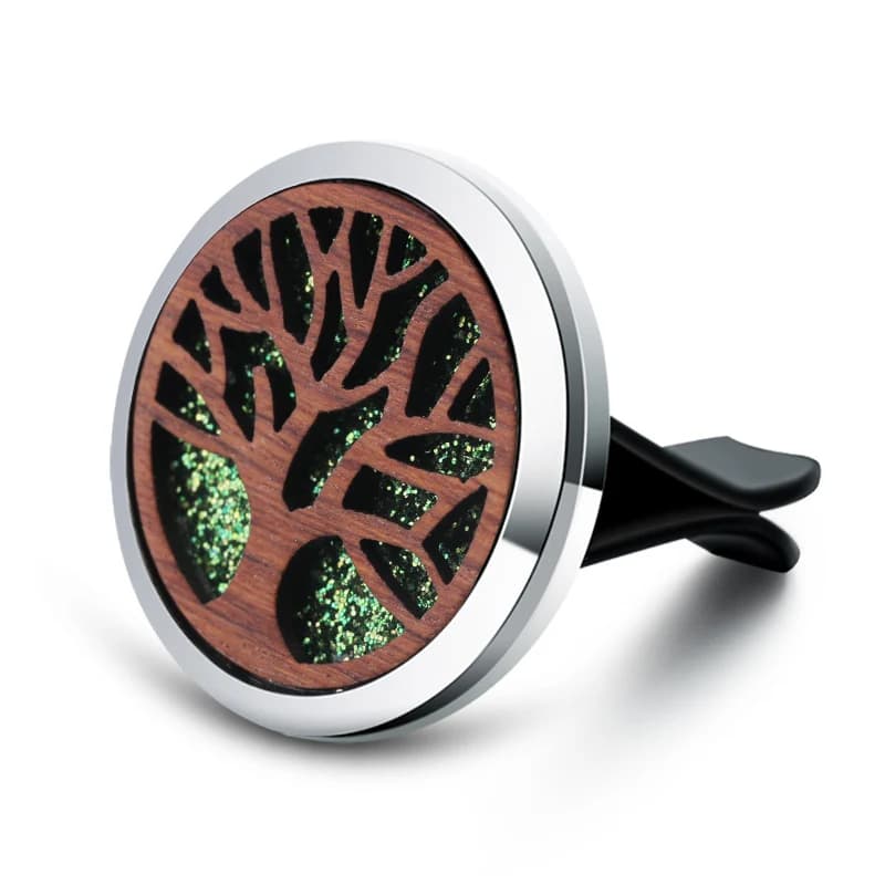 New Vintage Wood Tree Of Life Aromatherapy Car Air Freshener Perfume Locket Essential Oil Diffuser Detachable Clip Jewelry Gift