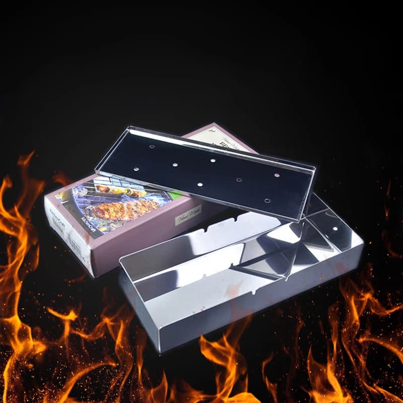 Grill Oven Smoking Meat Box Stainless Steel Mini Home-use BBQ Tools Portable BBQ charcoal Kabob Bacon Box Put a Fire Coals1pcs