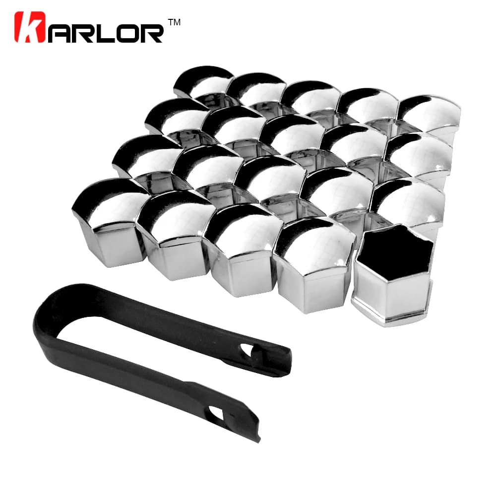 20 Pz Universal Anti-Wheel 17/19/21mm Chrome Polished ABS Auto Trim Pneumatic Wheel Dado Vite Protection Bolt Cover Car Accessories