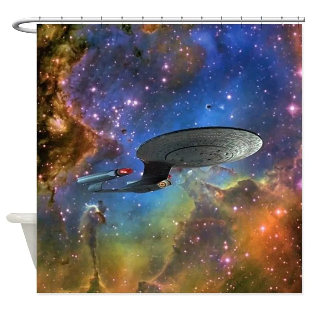 Tenda da doccia in tessuto decorativo StarTrek 1701D Eagle Nebula