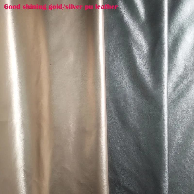 Buono, tessuto in ecopelle oro/grigio argento, pelle PU opaca, elasticizzato, morbido, pelle sintetica, materiale da cucito, pantaloni fai da te, abbigliamento