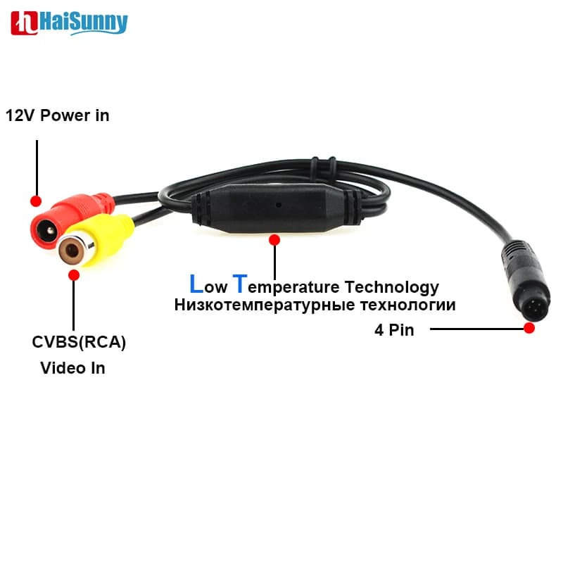 Auto 4 PIN A RCA Spina CVBS Femmina Cavo di attivazione di conversione video per il monitor dell'auto Parcheggio Vista posteriore Backup DVR Telecamera di retromarcia