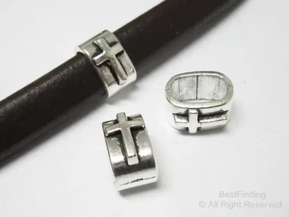 10 pezzi di perline a croce in pelle di liquirizia, perline in pelle di liquirizia, per creazione di braccialetti spessi, 10x7mm, forniture per gioielli -LF15