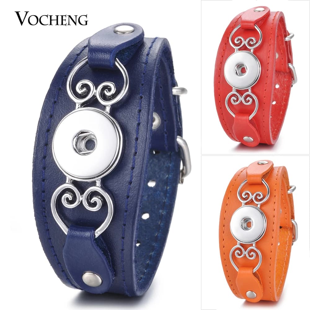 Zenzero Snap gioielli in vera pelle bracciale fibbia cuore nero regolabile misura 18mm intercambiabile pulsante Charms gioielli NN-606