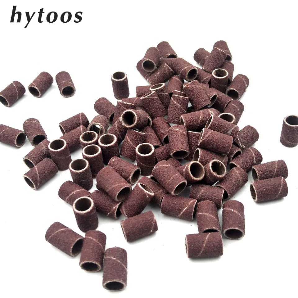 HYTOOS 100Pcs Brown Nail Art Sanding Bands strumenti per Pedicure accessori per trapano elettrico per unghie strumenti per la cura dei piedi 80 #150 #240 #