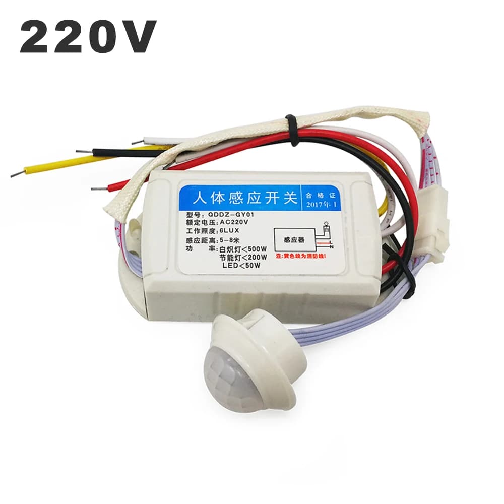 Interruttore del sensore a infrarossi IR del corpo umano 220V 110V PIR Rilevatore di luce di rilevamento del movimento regolabile a induzione di movimento per lampada