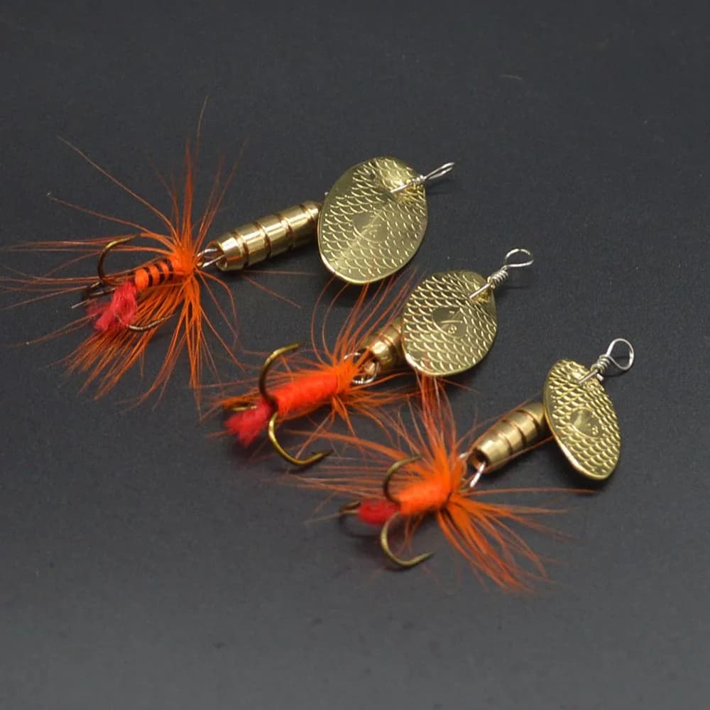 Esca da pesca Spinner Bait Esca composta 3-5.5g Cucchiai di rotazione Piuma Jig Buzz Esche artificiali Lotto 3 pezzi