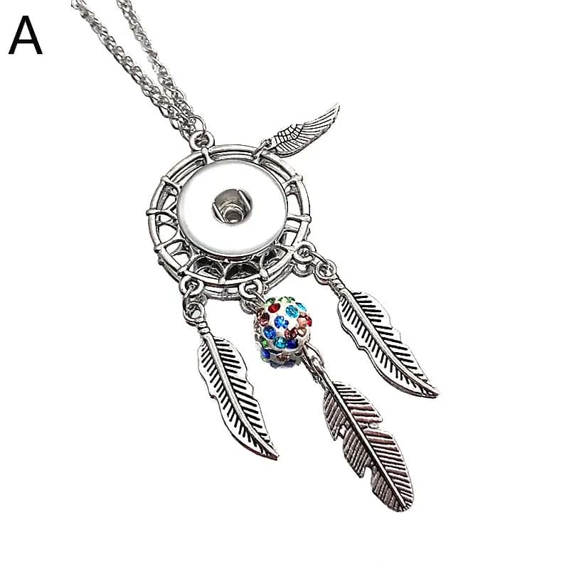 Luwellever Fashion 245 Dreamcatcher Necklace Pendant Fit 12mm 18mm Snap Button Charm Jewelry For Women Gift