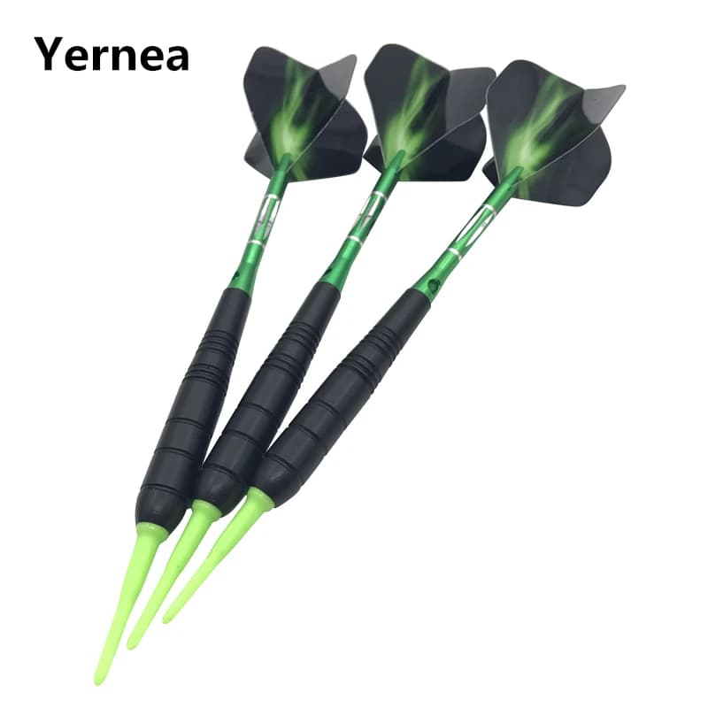 Yernea Nuovo 3 Pz/set Punta Morbida Freccette 19g Nichelato Freccette Elettroniche In Lega di Alluminio Albero Verde Dart Tip e alberi Voli
