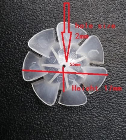 Plastic propeller motor blower blade dryer 7 blades 2mm hole size 55mm diameter 17mm height