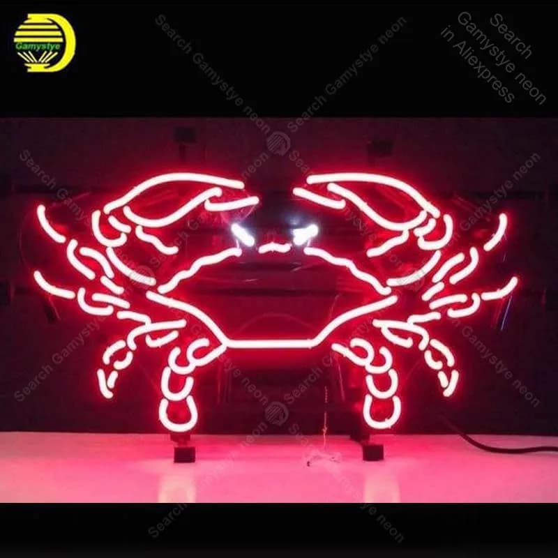 Insegna al neon Insegne al neon per granchio per tubi di vetro del ristorante Lampadine al neon Insegna decora il muro della stanza delle finestre Insegna del bar della birra artigianale