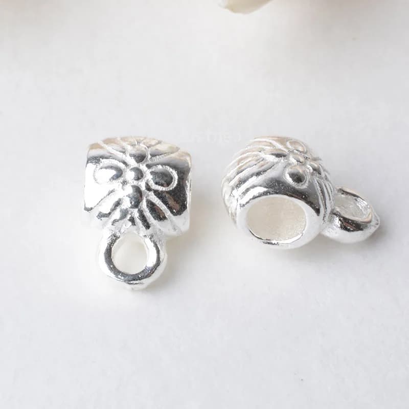 Solid 925 sterling silver Tubo Distanziatore del Branello del Connettore con Anello di Salto Chiuso, rondel del branello del distanziatore di fascini per la collana