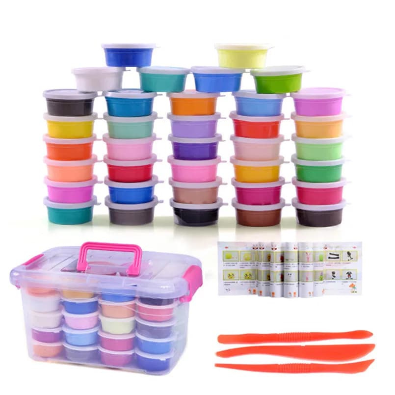 12/24/36 colori aria secca soffice melma set di argilla da modellare scatola giocattoli per bambini impastare neve fai da te plastilina polimerica argilla magica giocattolo