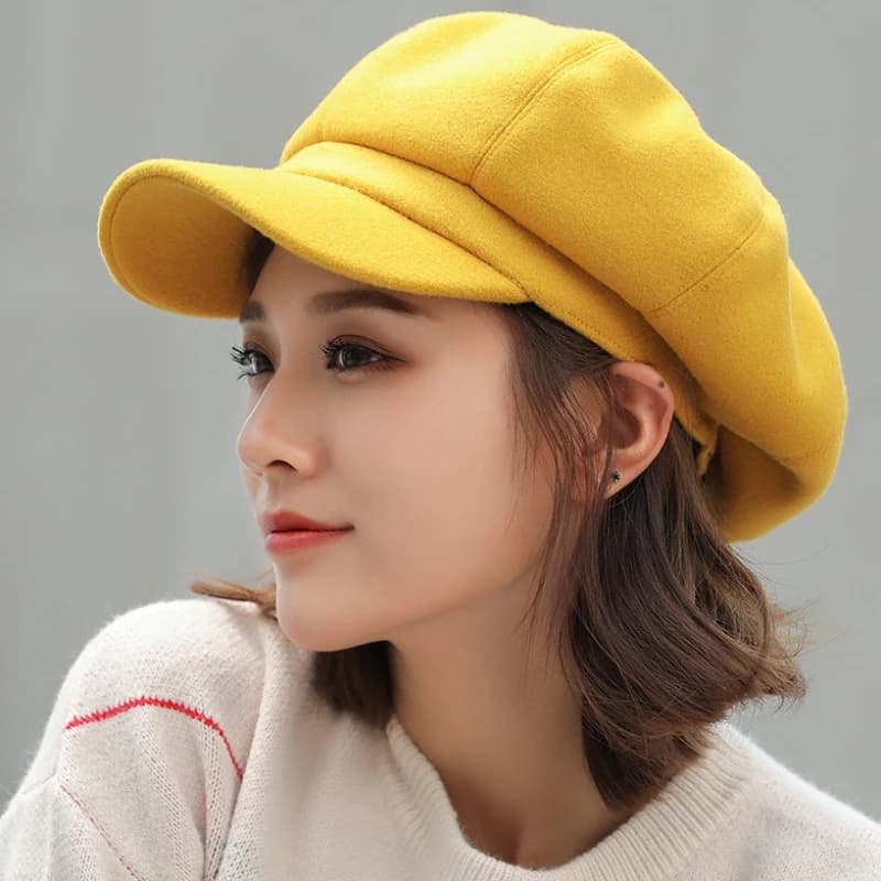 HT1990 Cappello berretto Autunno Inverno Cappelli per le donne Solido Pianura Berretto ottagonale Uomo Lady Casual Cappello di lana Berretto invernale Donna Pittore Cap