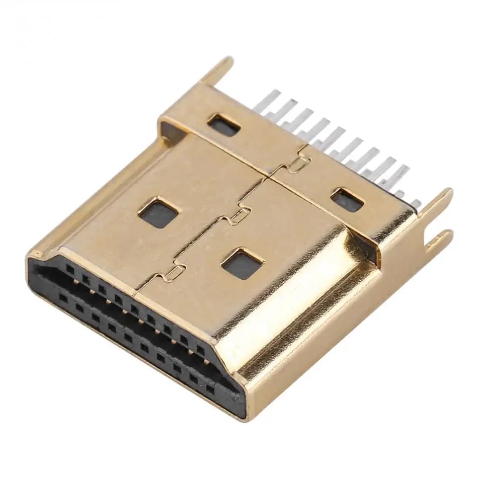 HDMI-compatible 19pin male seat Connector HDMI Jack Connector 19 pin DIP Charging Socket Hd socket 180 - degree upright