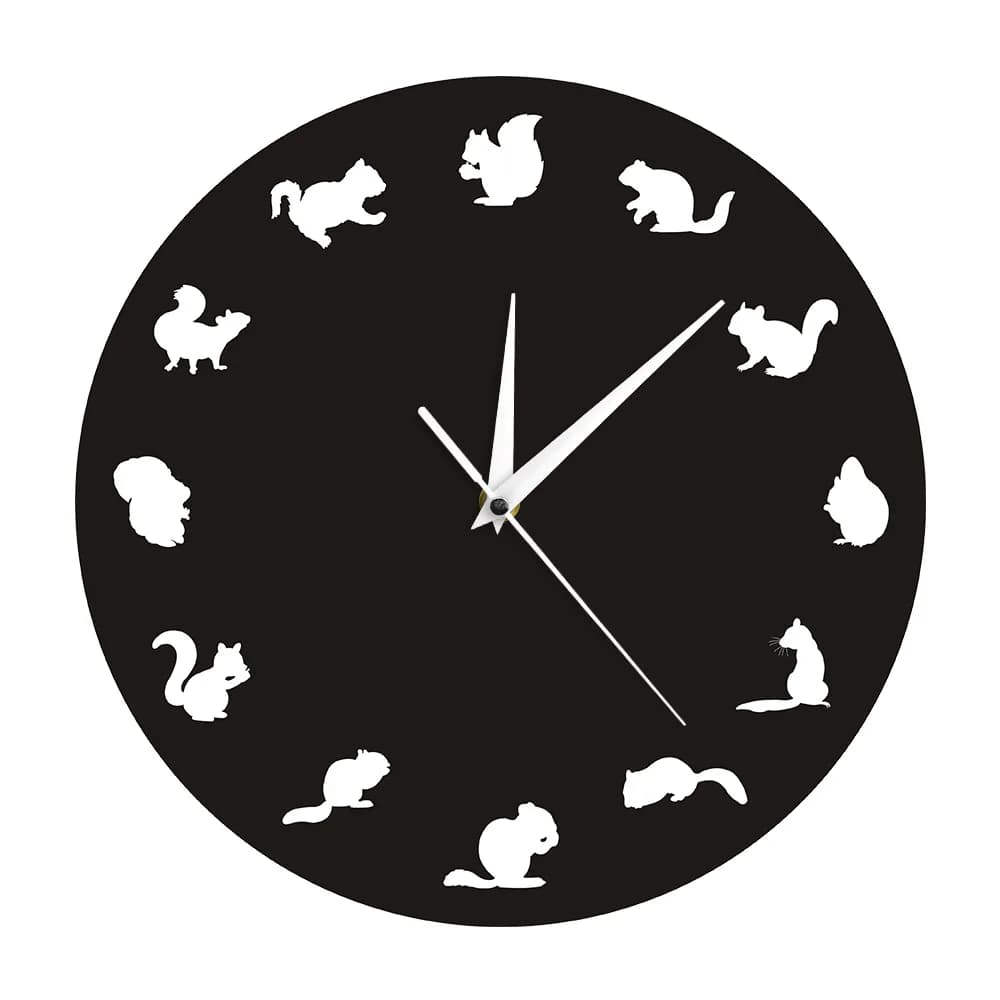 Forest Animals Critters Squirrel Wall Clock Nursery Children's room Modern wall decoration Children's gift
