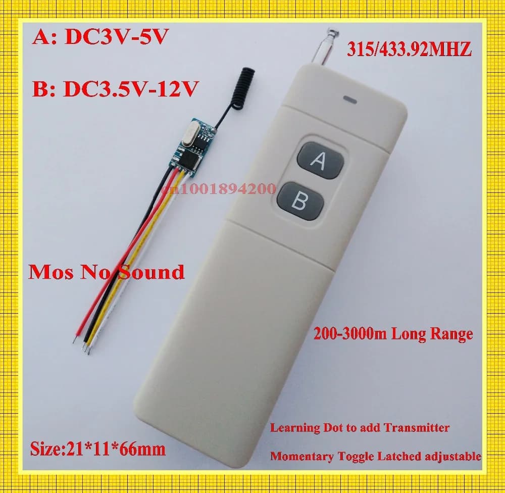 Mini RF RC di Telecomando Interruttore 3 V 3.6 V 3.7 V 4.5 V 5 V 6 V 7.4 V 9V12V Moderna Illuminazione Wireless Micro Interruttore per RC Giocattolo elicottero