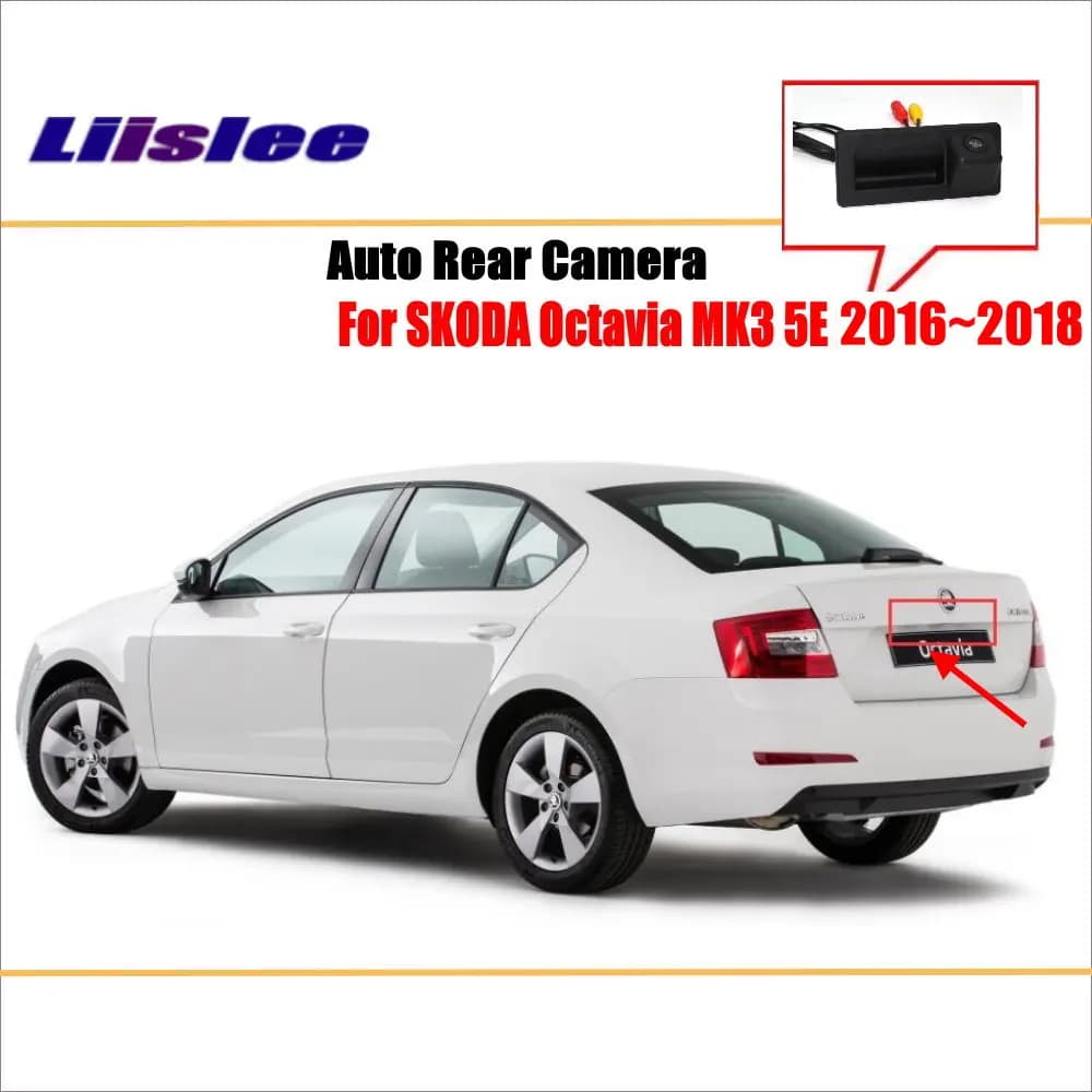 Telecamera Posteriore per Skoda Octavia MK3 5E 2014-2024, Telecamera di Retromarcia per Parcheggio, Maniglia del Bagagliaio con Telecamera HD CCD OEM SONY
