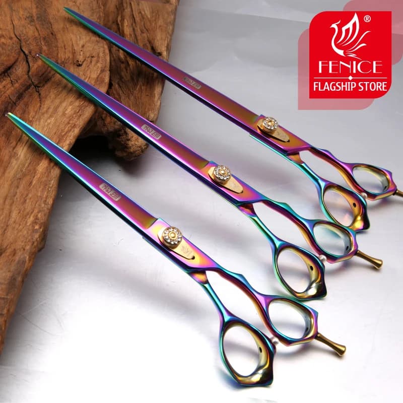 Fenice Professional 7 / 8 /9 inch forbici per toelettatura per animali domestici rivestite in titanio cesoie per taglio cani giappone acciaio inossidabile 440c
