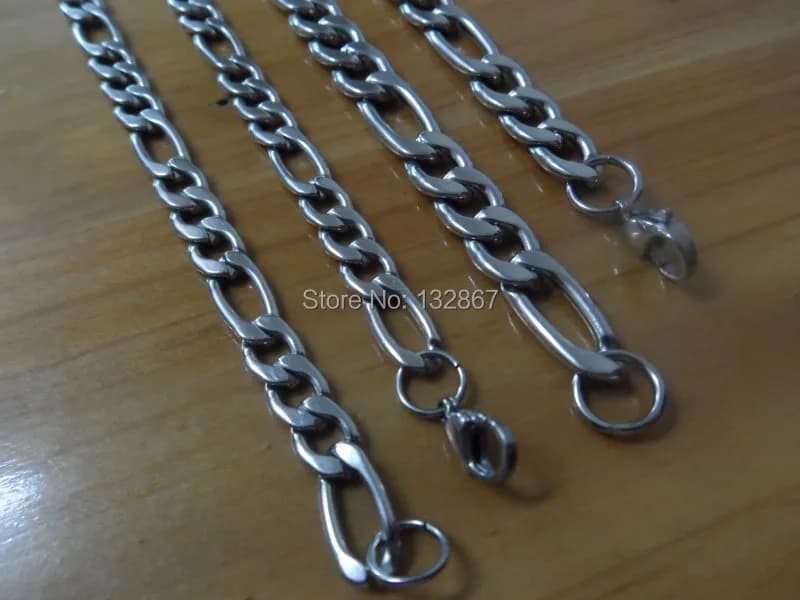 7mm Women Men's Jewelry Set Polished stainless steel necklace bracelet set NK Figaro Chain 24'' + 8.66''