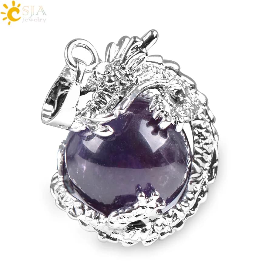 CSJA China Dragon Wrapped collezione di gioielli Unisex ciondolo con perline a sfera in pietra naturale per collane fatte a mano fai da te cristallo rosa E852