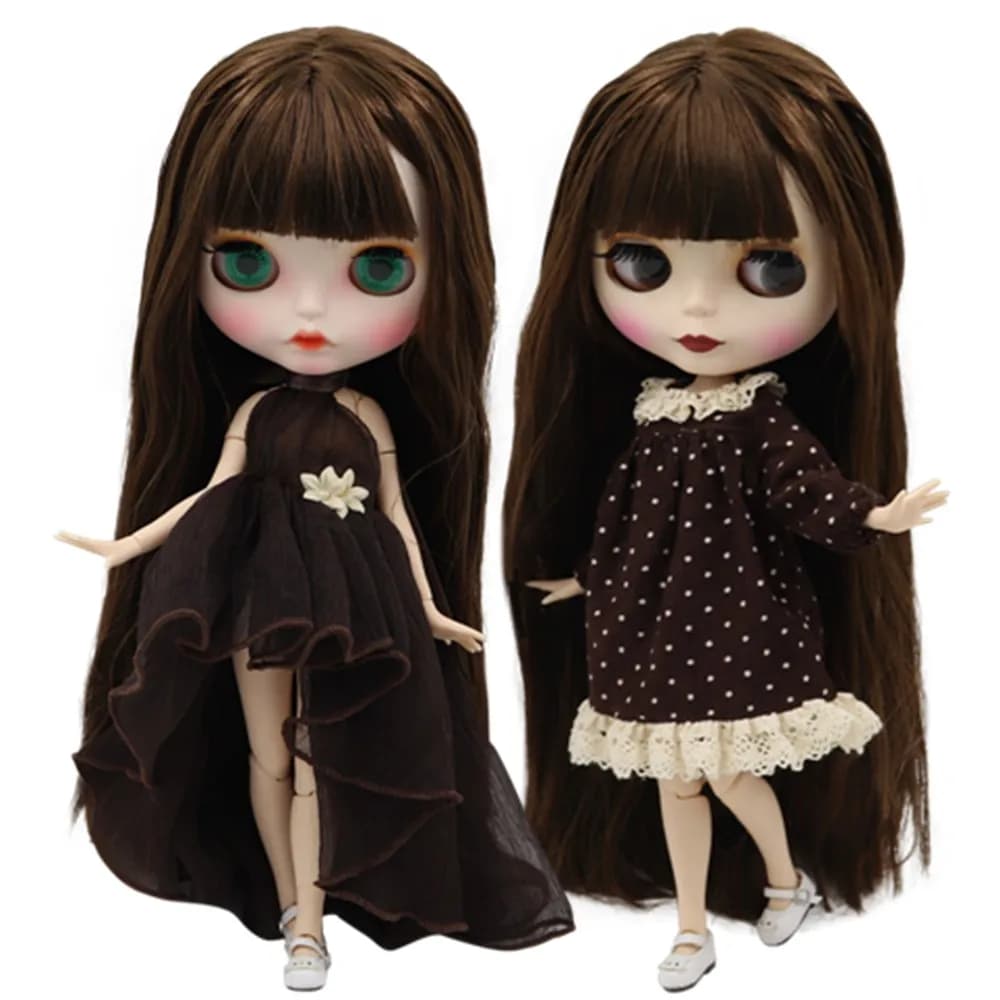 ICY DBS Blyth doll 1/6 bjd customized face with brown hair nude joint body for girl gift toy BL0521