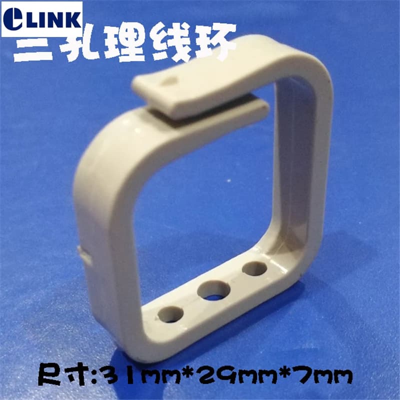 Anello porta cavi in ABS, modello piccolo quadrato per quadro di distribuzione, gestione cavi a 3 fori per armadio di rete, bianco, 31*29*7mm, 100 pezzi
