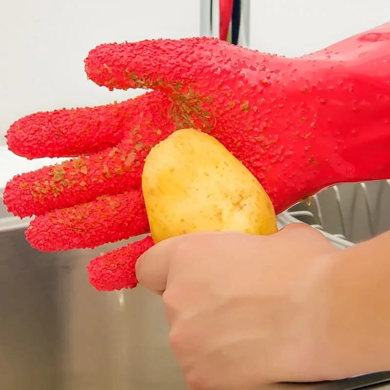 Guanti per la pulizia delle patate per peeling rapido Peeling Verdure Pelle di frutta Raschiando squame di pesce Guanti in lattice Guanti da lavoro Accessori da cucina
