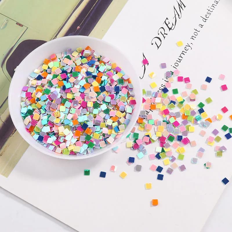 Paillettes allentate in PVC di forma quadrata da 3mm per Nail Arts artigianato di coriandoli di nozze, otturazioni ornamentali, accessori fai da te per bambini