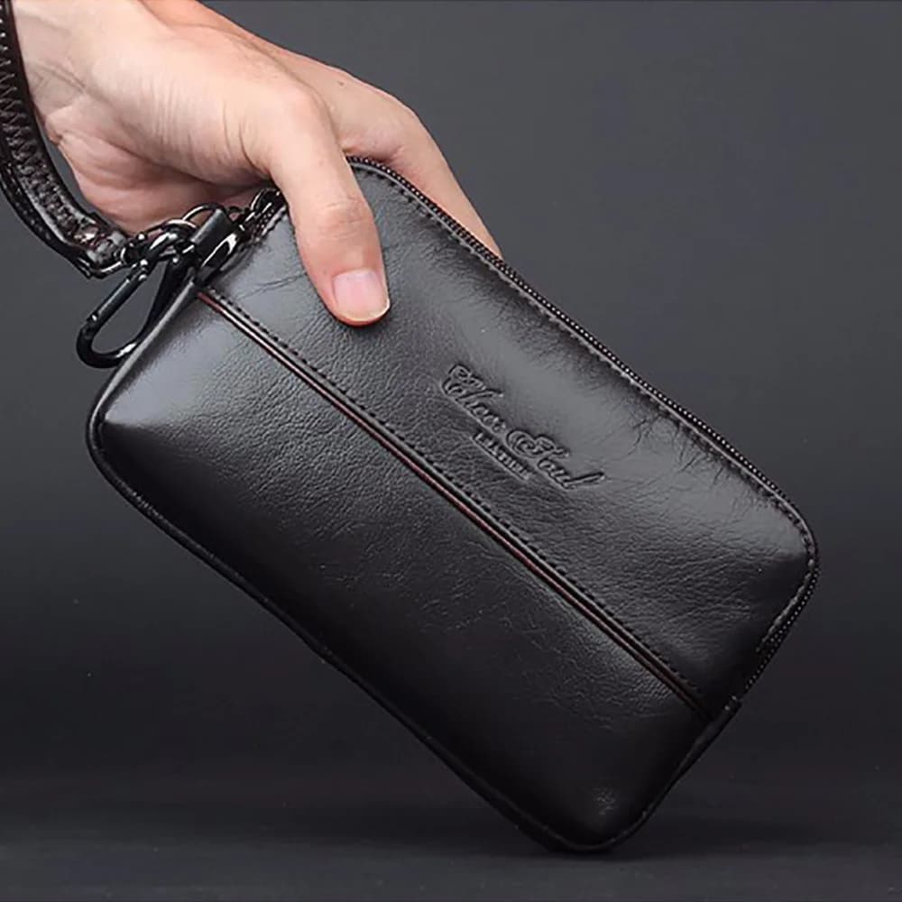 Pochette da uomo cintura da polso marsupio borsa borsa in vera pelle cellulare/custodia per cellulare tasca portafoglio multiuso borsa maschile
