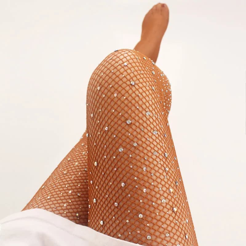 Collant latini con strass Collant a rete professionali da donna Sala da ballo e danza latina Collant con calze latine elastiche in filato duro