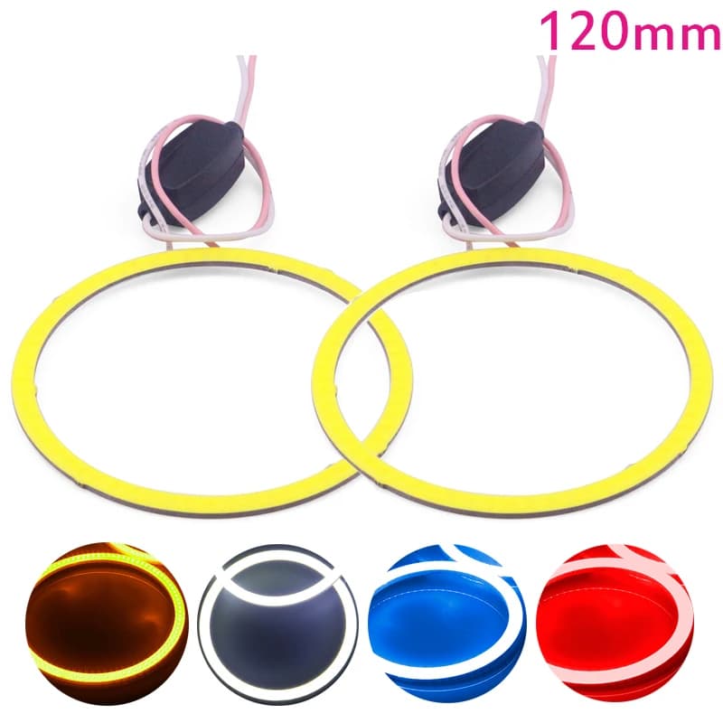 2 pz (1 paio) Auto Halo Rings COB 120MM Angel Eye 12V 24V faro 93 SMD Auto Angel Eyes moto 9-30V bianco rosso giallo blu