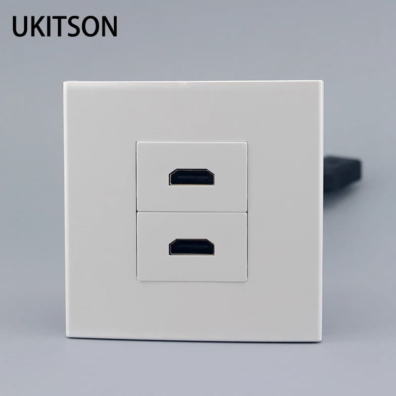 Front plate with HD socket for HDMI 2.0 wall panel with 20 cm extension cable socket for HDMI audio video extension plug