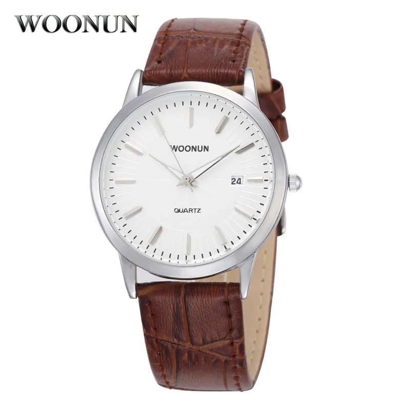 WOONUN Simple Men orologi cintura in pelle orologi da polso al quarzo per uomo orologi da uomo Ultra sottili orologi minimalisti Hodinky