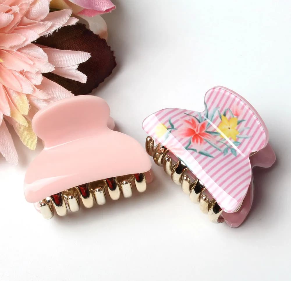 4 Centimetri Mini Clip di Capelli Set di Stampa Del Fiore Artigli Dei Capelli Acrilico Solido Pinze per La Ragazza Dei Capelli Delle Forcelle Accessori per Capelli