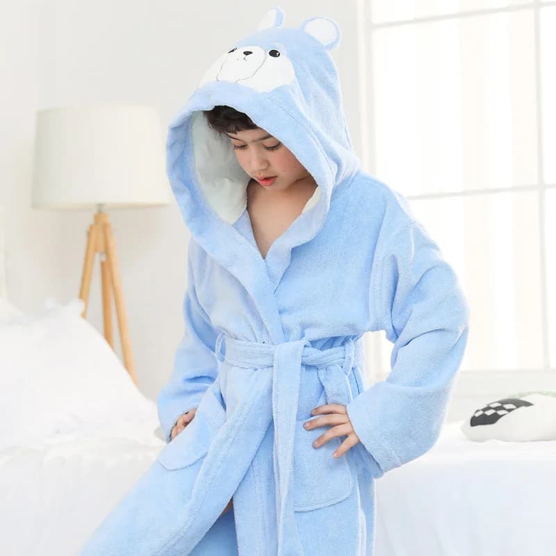 Children's glasses Pijama with hood Cotton towel thick Pile Bear Garments Nightwear For 2-16 years Girls Boys Hoodies