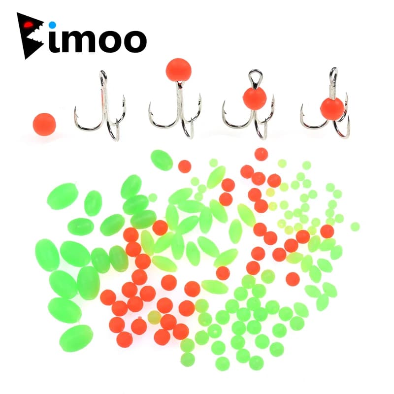 100 pz morbido bagliore perline luminoso arancione rosso verde per impianto di pesca Treble Hook Egg Fly legare Sabiki Ice Jig accessorio di pesca