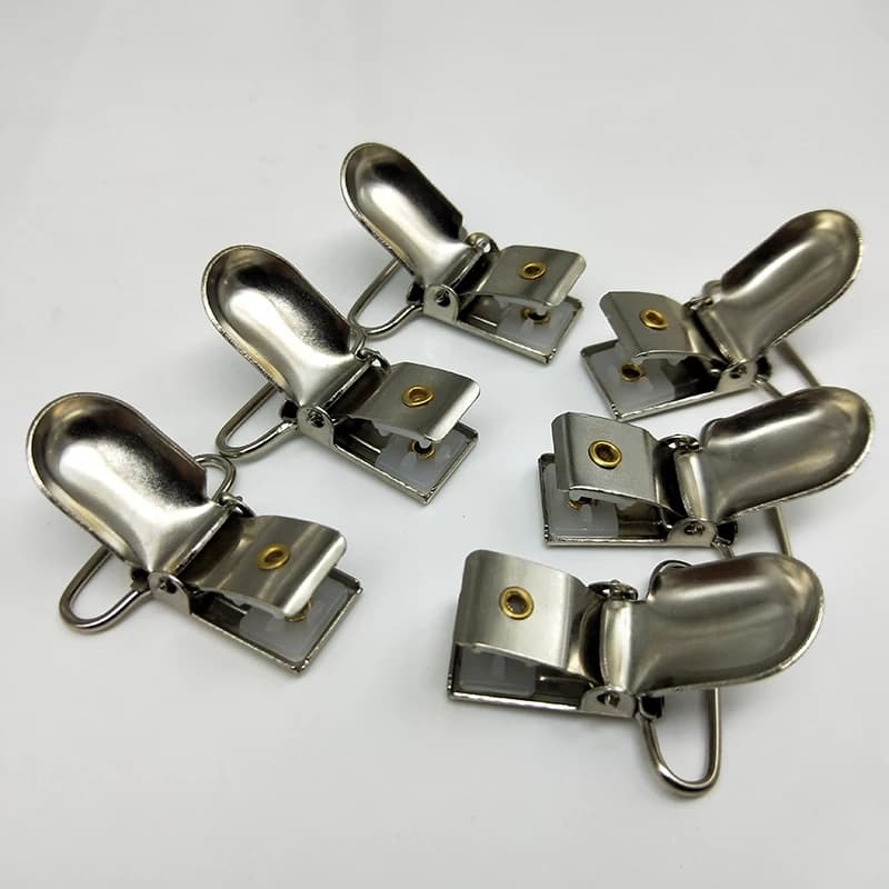 Sillver/Bronze metal hook baby dummy pacifier holder clips suspender clip soother clips for baby ribbon 1'' 25mm