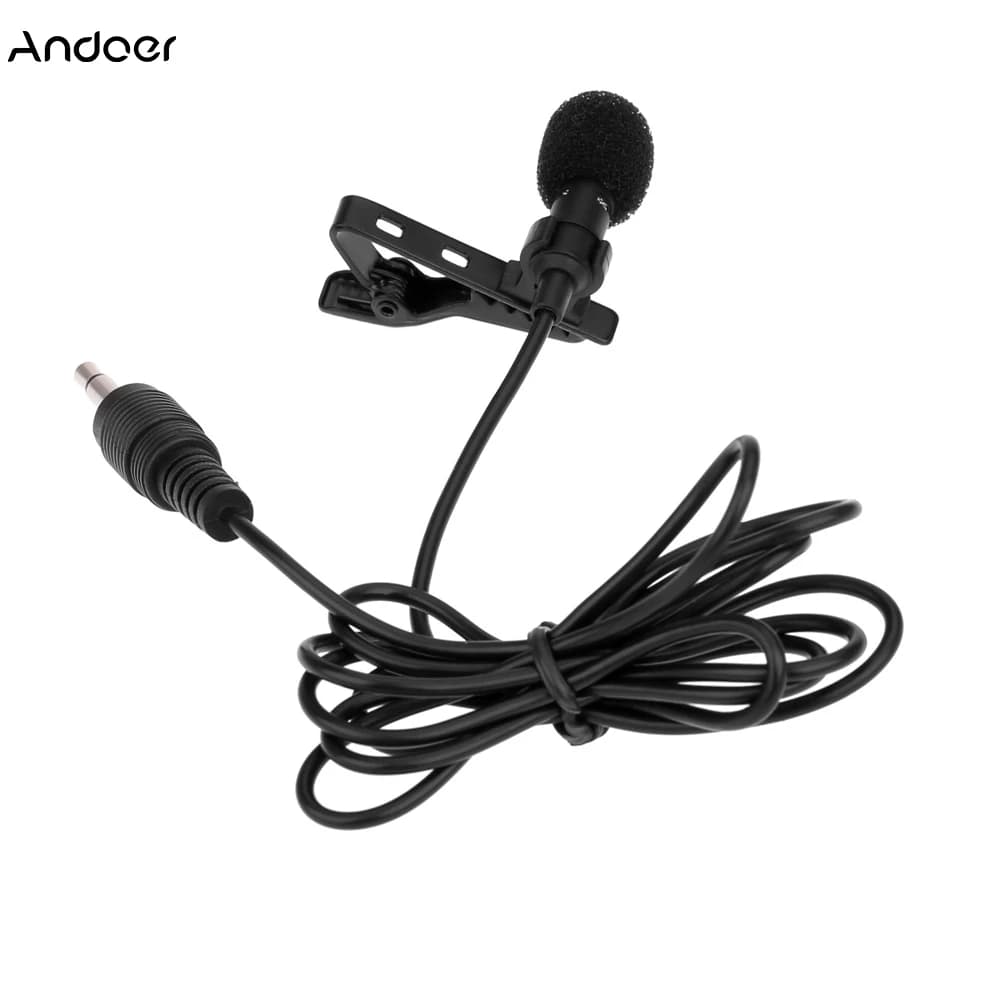 3.5 mm portable microphone with metal lavalier tie clip with speaker collar clip
