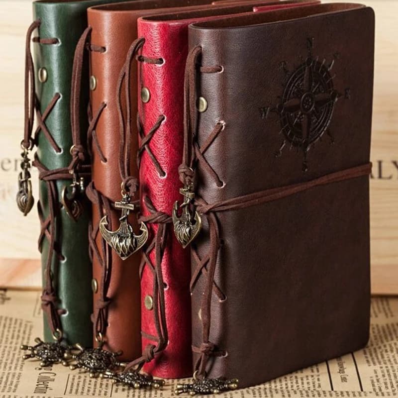 Diario con taccuino a spirale retrò Blocco note Ancore pirata vintage Quaderno in pelle PU Sostituibile regalo di cancelleria Diario del viaggiatore