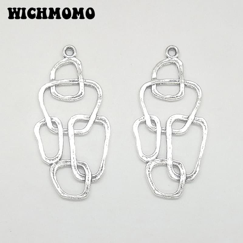 2025 New Fashion 41*20MM 10 pcs Retro In Zinc Alloy Geometry Shape Nappa Loop Linker for FAI DA TE Earring Connectors and Pendants