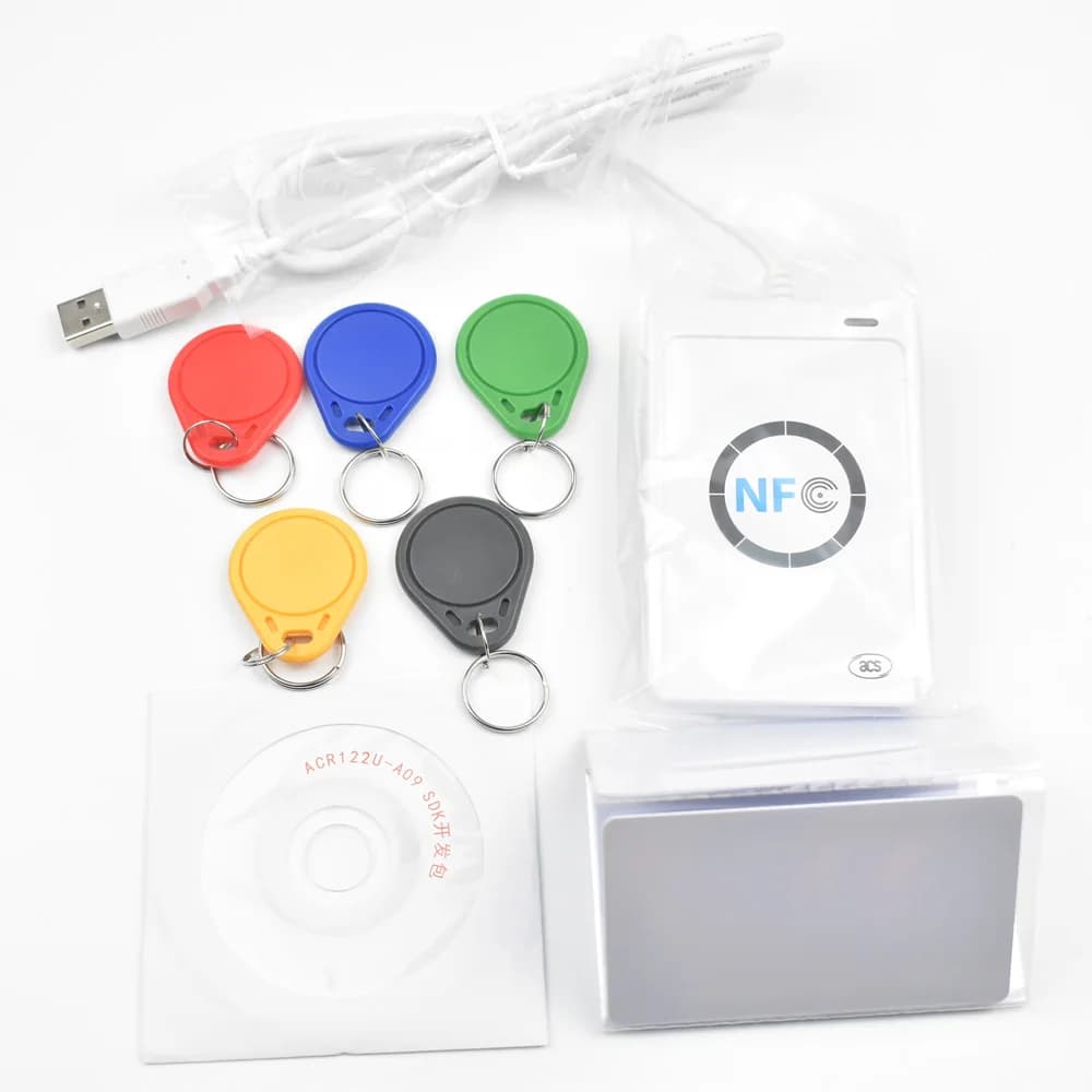 USB ACR122U-A9 NFC Reader Writer Duplicator Smart Card + 5 carte UID modificabili + 5 telecomandi UID