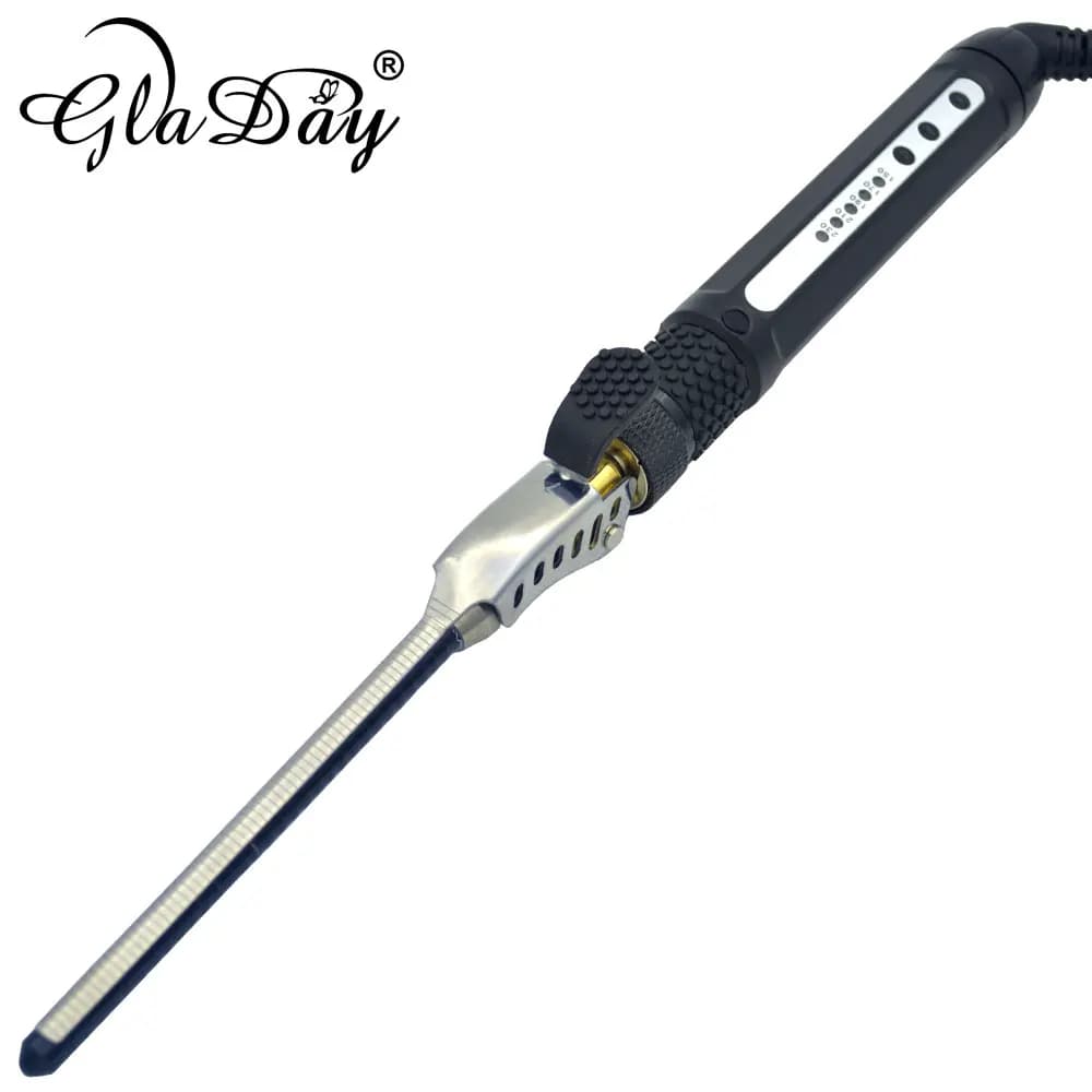 Bigodino di Capelli di Ceramica degli uomini 7mm di Arricciatura Dei Capelli Bacchetta Piccolo Capelli Ricci Profonda Dei Capelli Bigodini Rulli Curling Iron Rotante 360 Gradi