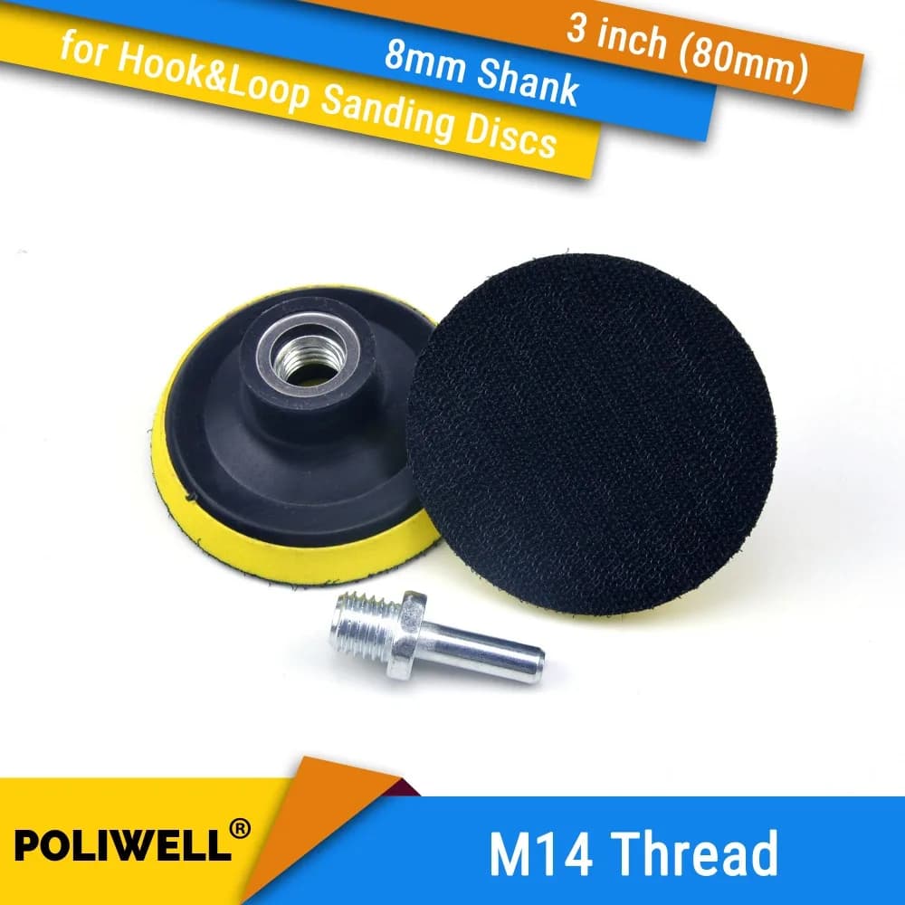 3 Inch(80mm) M14 Thread Back-up Sanding Pad + 8mm Shank for 3" Hook&Loop Sanding Discs, Power Polishing Tool Accessories