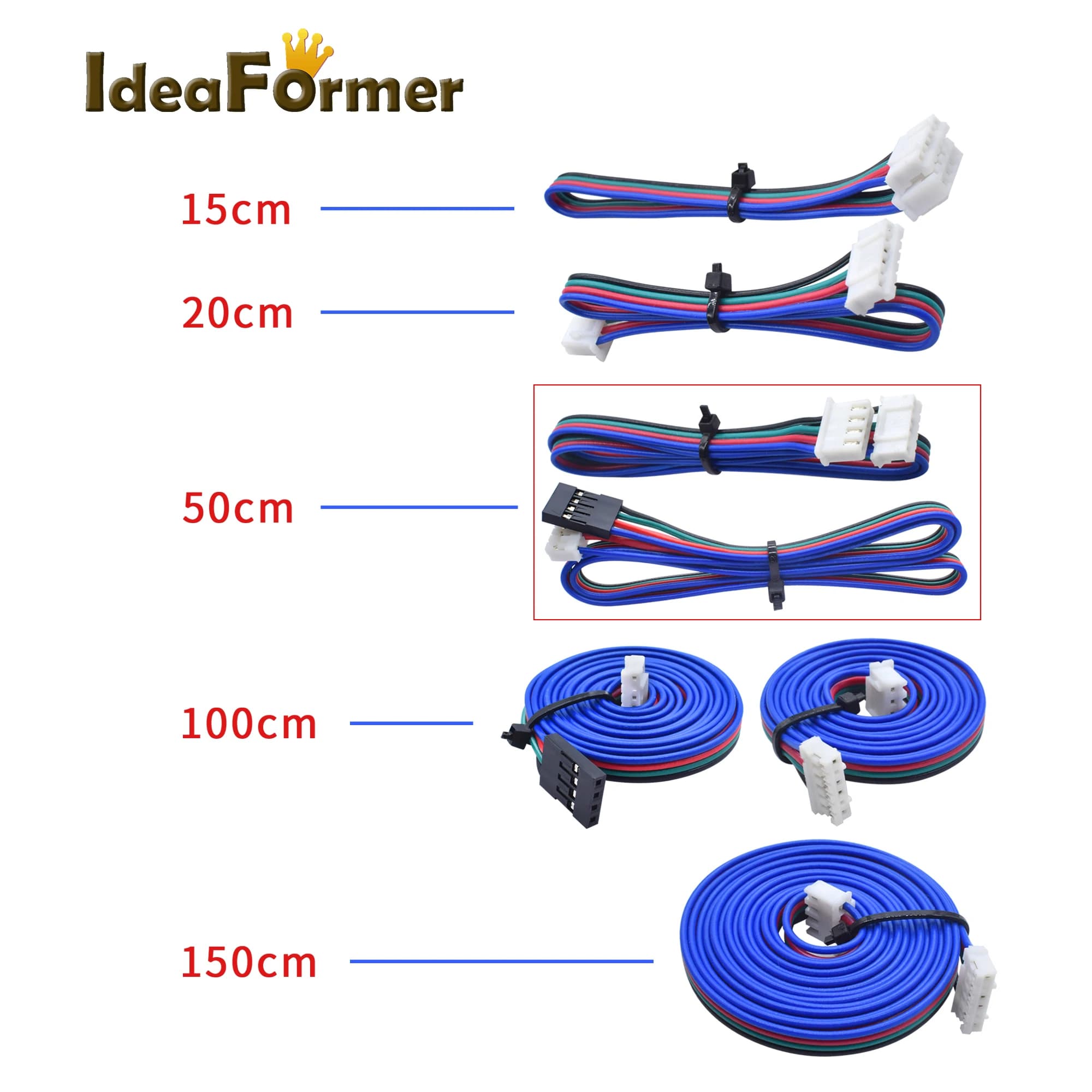Parti della stampante 3D Cavo motore passo-passo Linea DuPont HX2.54 Terminale bianco da 4 pin a 6 pin 15 cm/20 cm/50 cm/100 cm/150 cm per motore passo-passo