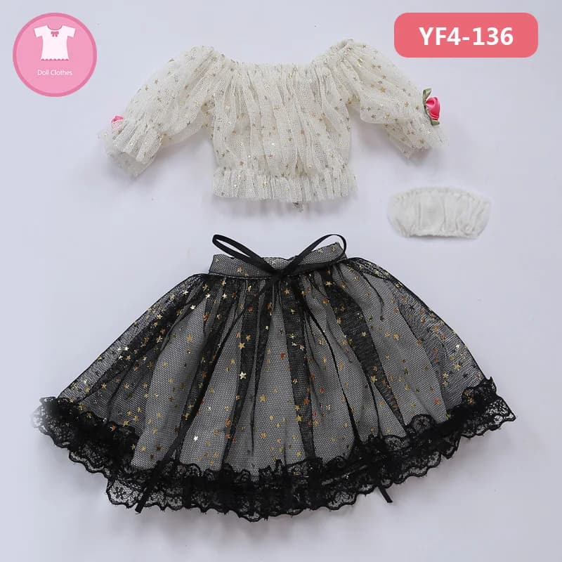 BJD SD Doll Clothes 1/4 or 1/3 Braces Skirt Lace Dress Strapless For Minifee or MSD Body YF4-136 Doll Accessories